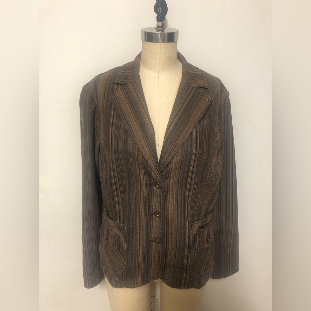 FDJ French dressing Size 6 brown striped blazer with pockets vintage